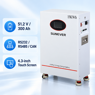 SUNEVER TD-15 15kWh LiFePO4 Home Battery 51.2V 300Ah Floor Standing Solar Energy Storage